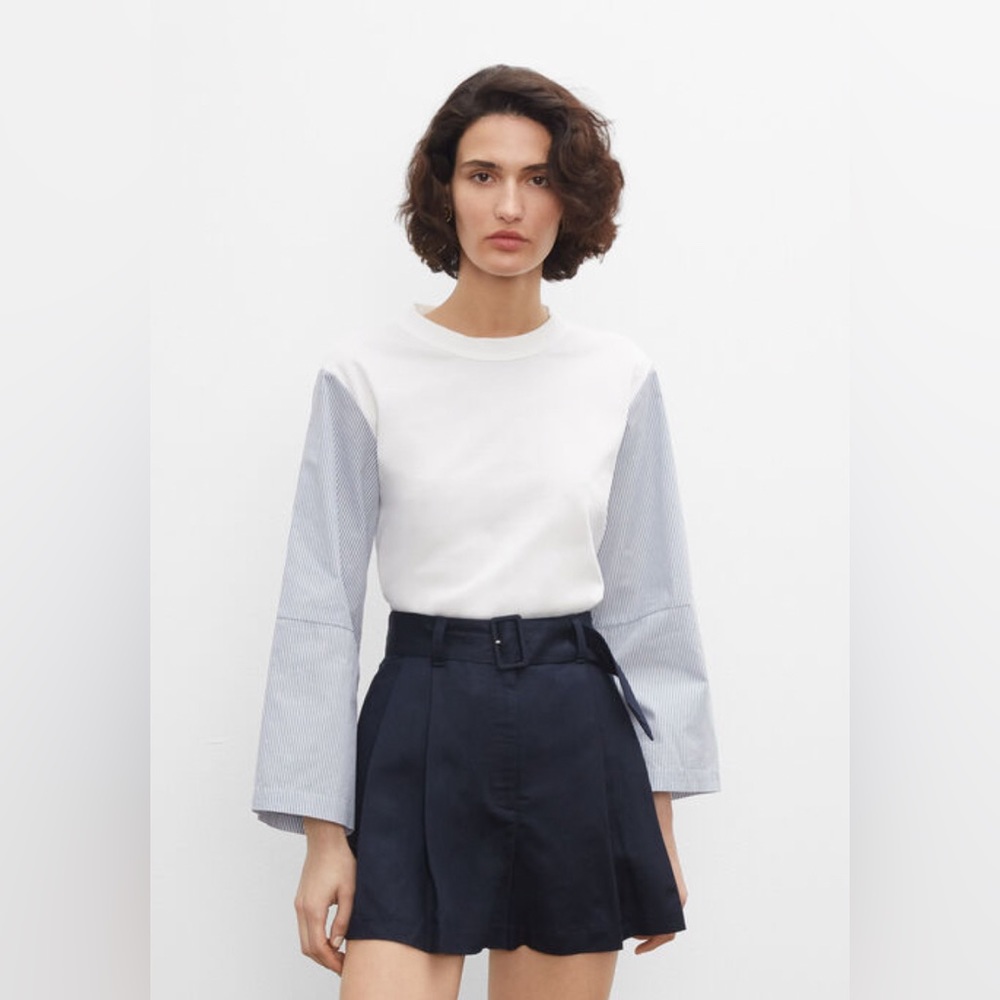 Club Monaco Mixed Media Knit Blouse